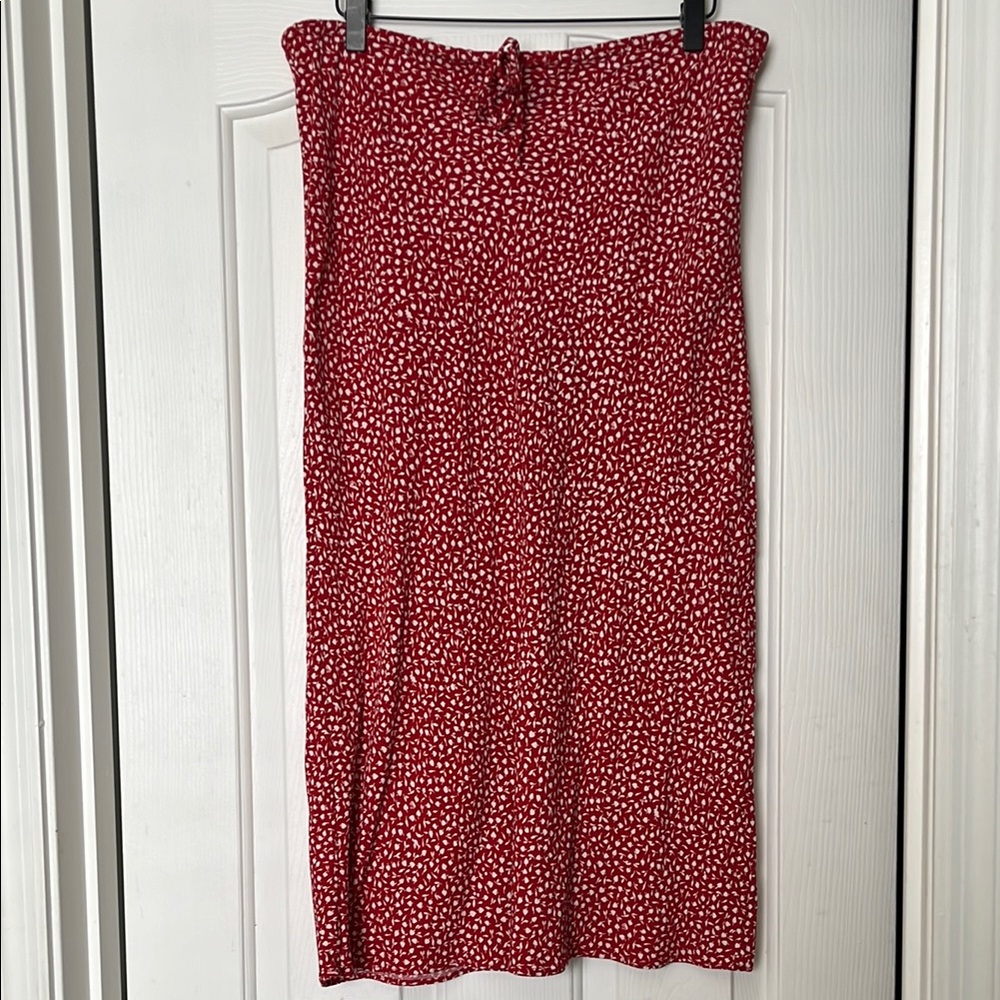 Madewell Red and White Midi Pencil Skirt for Casual Wear